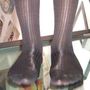 Used Black Men's Sheer Socks Thick N Thin -- TNT's